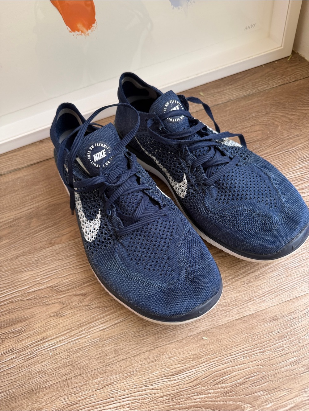 Nike Men’s Flyknit Sneakers - Navy with White Swoosh